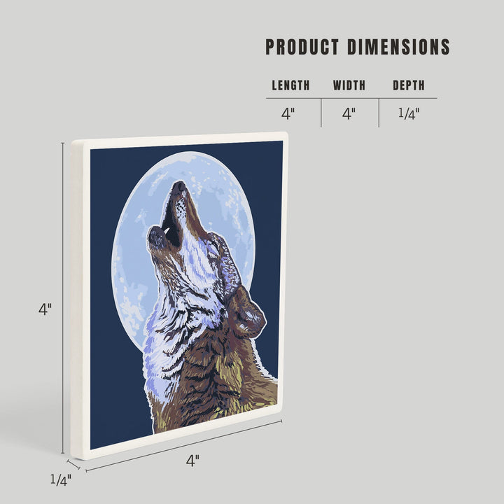 Wolf Howling at Moon, Coasters Coasters Lantern Press 