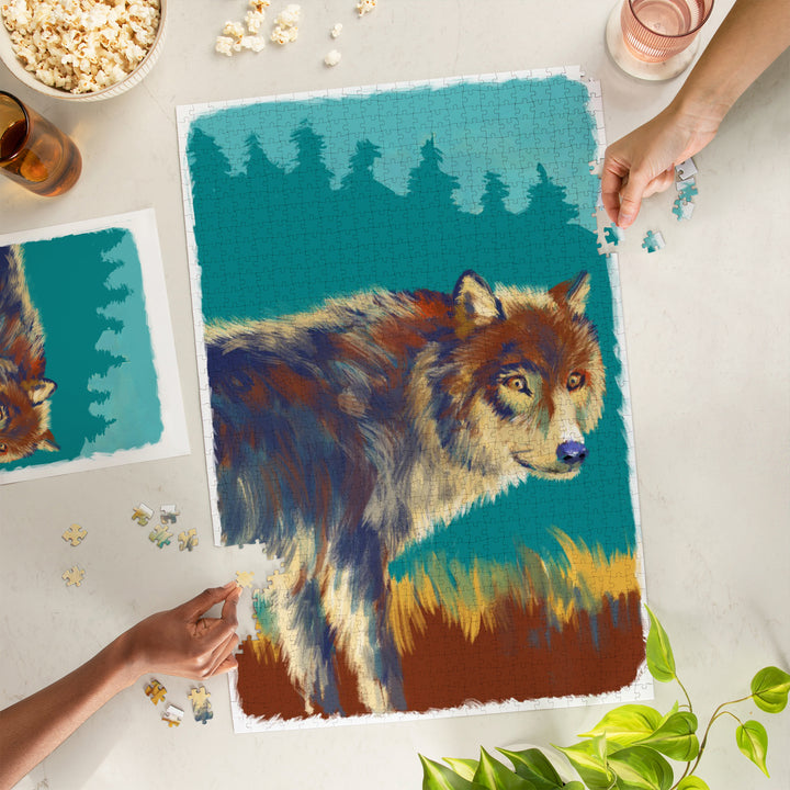 Wolf, Vivid, Jigsaw Puzzle Puzzle Lantern Press 