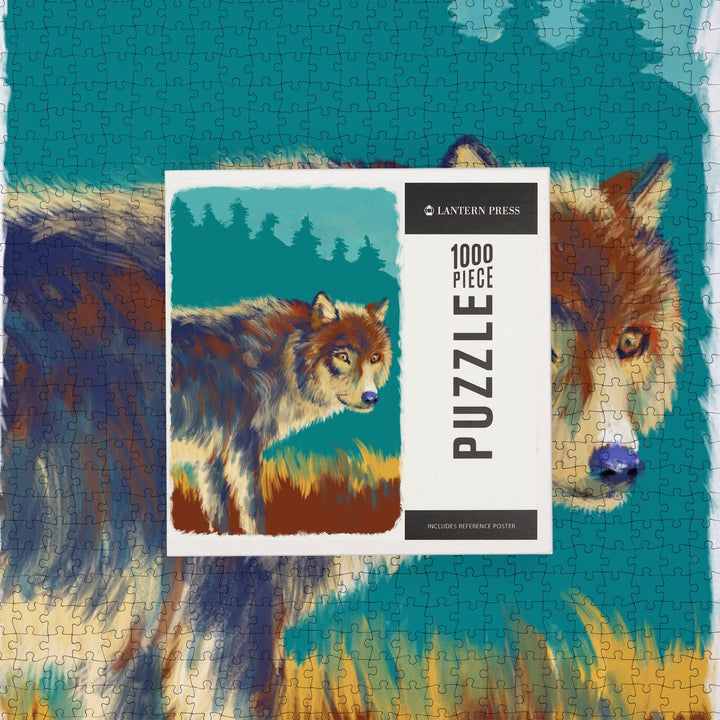 Wolf, Vivid, Jigsaw Puzzle Puzzle Lantern Press 