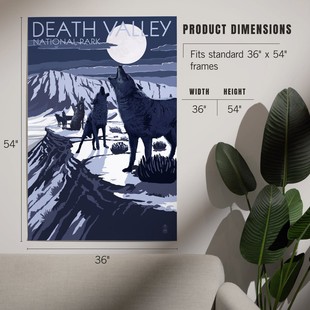 Wolves and Full Moon, Death Valley National Park, Art & Giclee Prints Art Lantern Press 