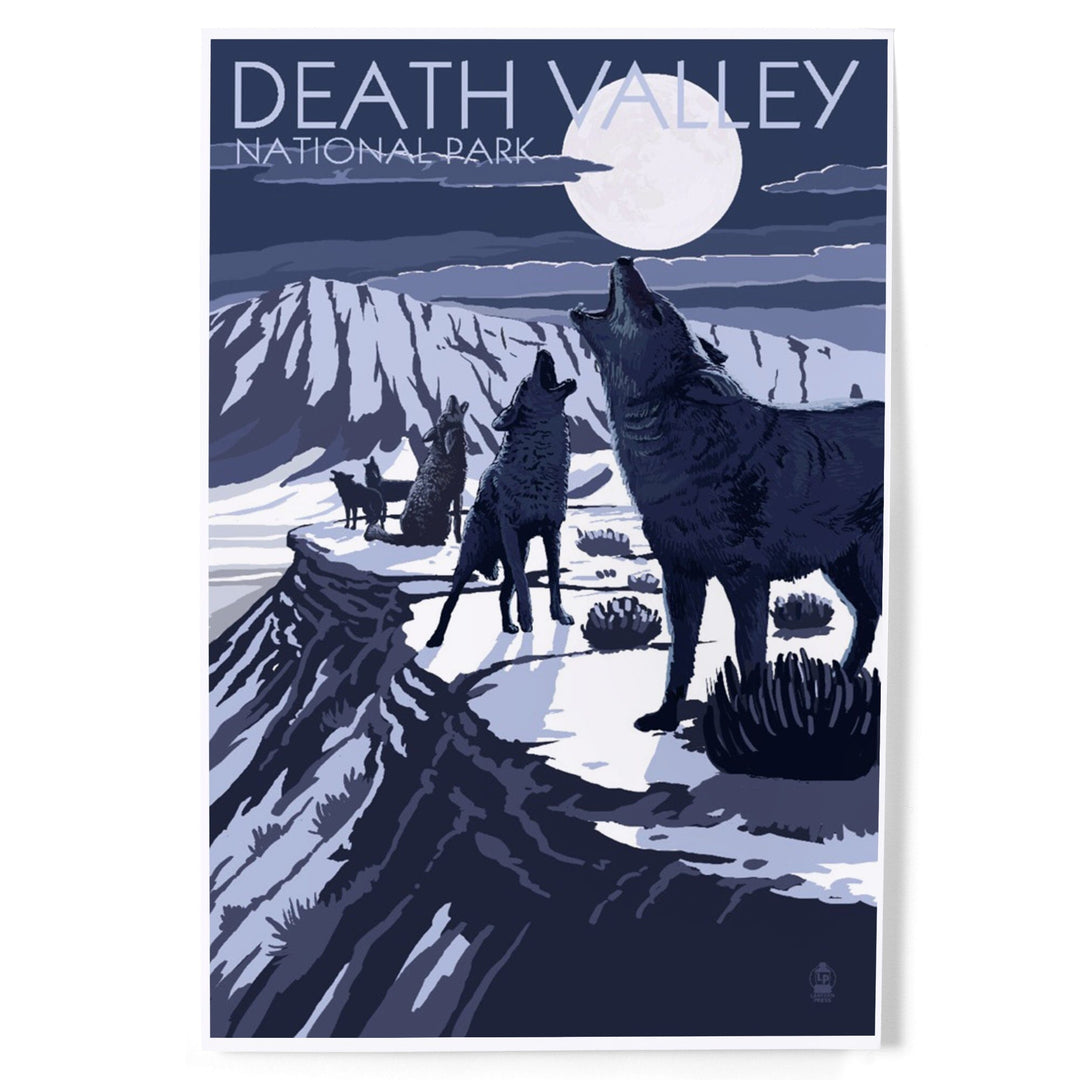 Wolves and Full Moon, Death Valley National Park, Art & Giclee Prints Art Lantern Press 