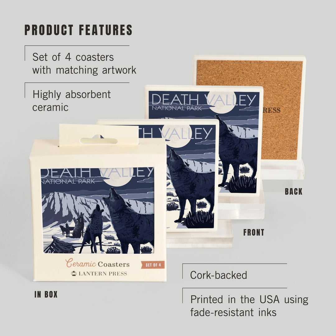 Wolves and Full Moon, Death Valley National Park, Coasters Coasters Lantern Press 