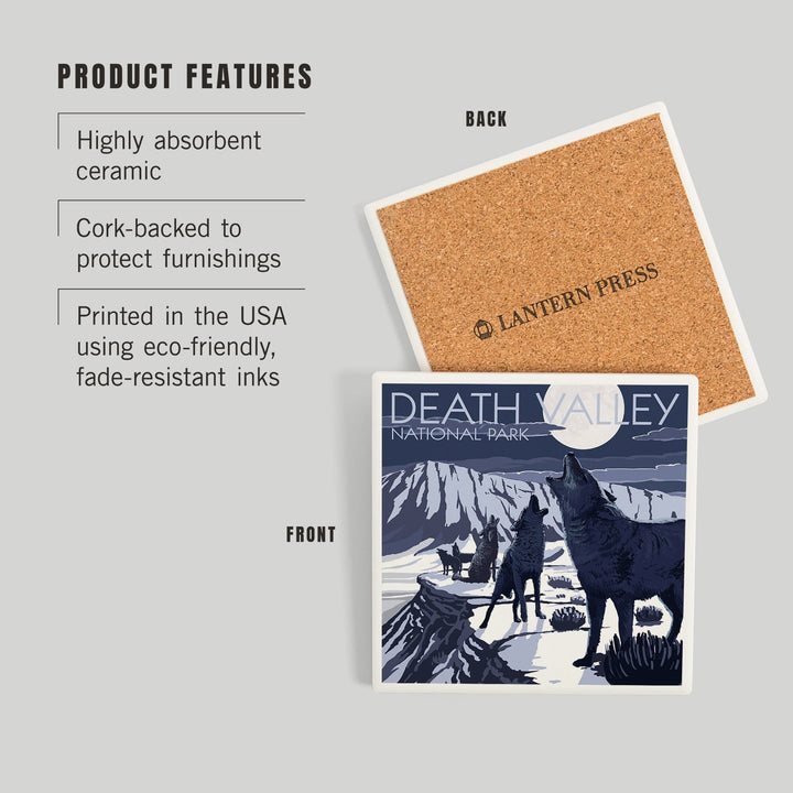 Wolves and Full Moon, Death Valley National Park, Coasters Coasters Lantern Press 