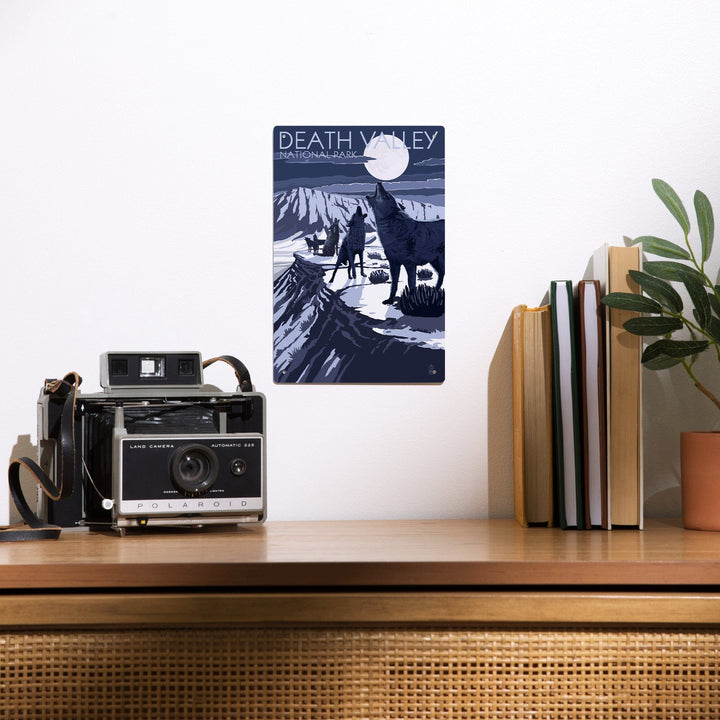 Wolves and Full Moon, Death Valley National Park, Metal Signs Metal Lantern Press 