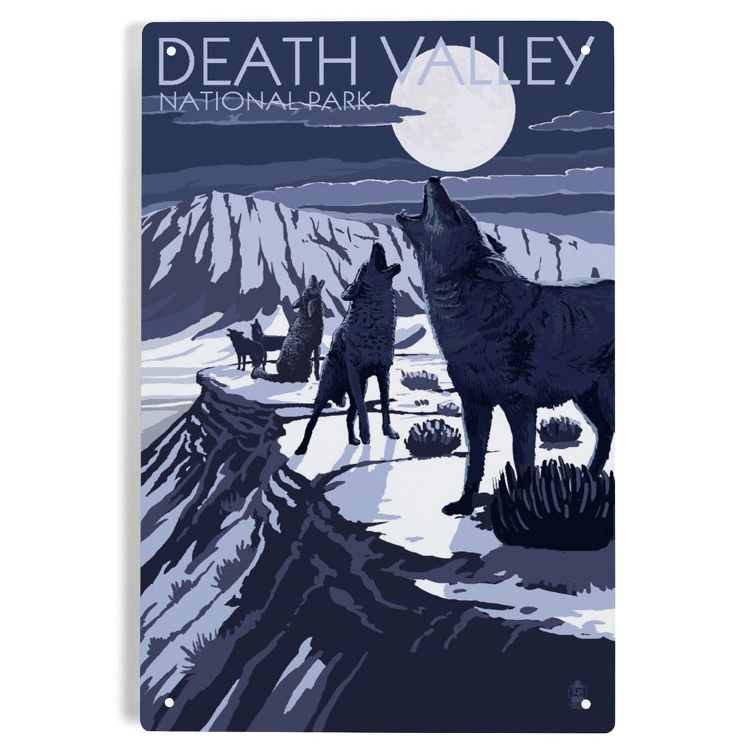 Wolves and Full Moon, Death Valley National Park, Metal Signs Metal Lantern Press 