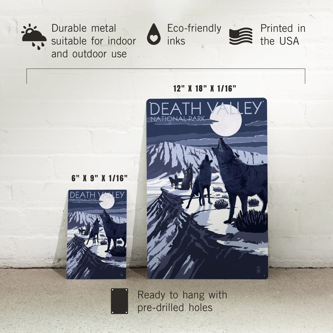 Wolves and Full Moon, Death Valley National Park, Metal Signs Metal Lantern Press 