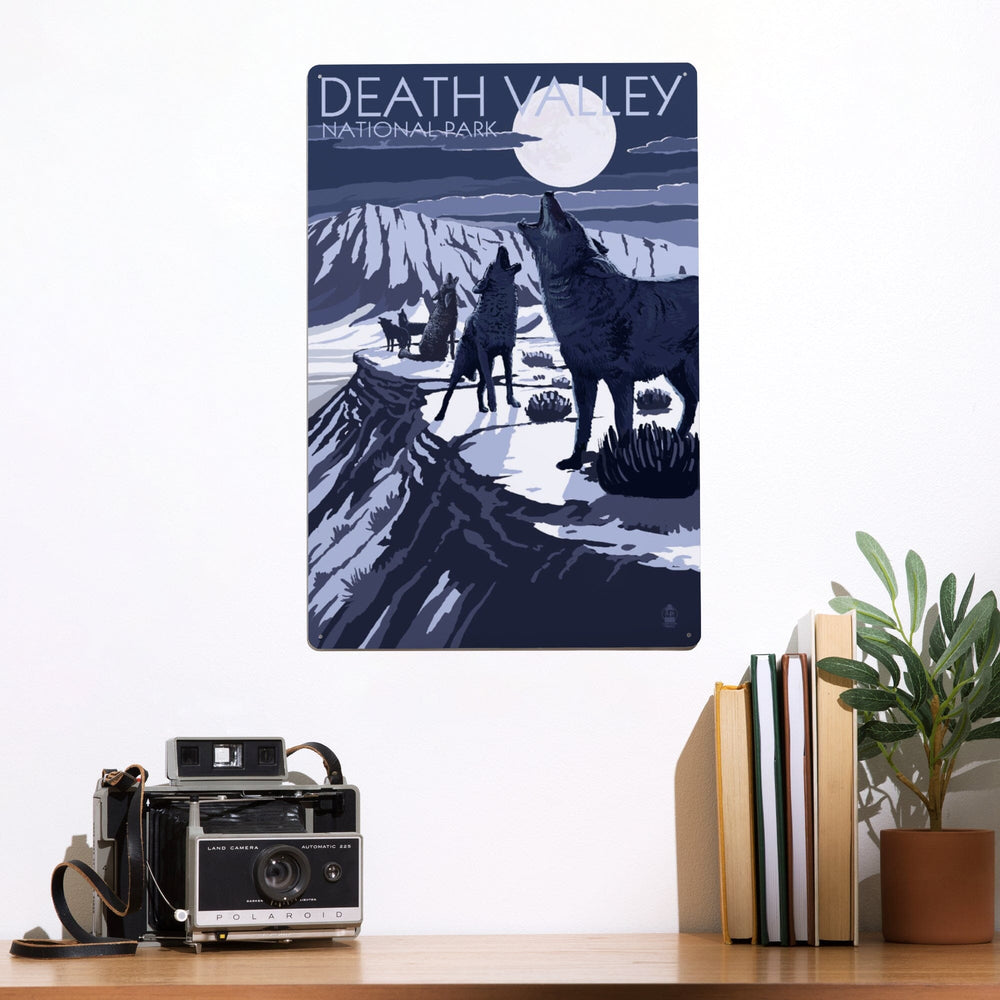 Wolves and Full Moon, Death Valley National Park, Metal Signs Metal Lantern Press 