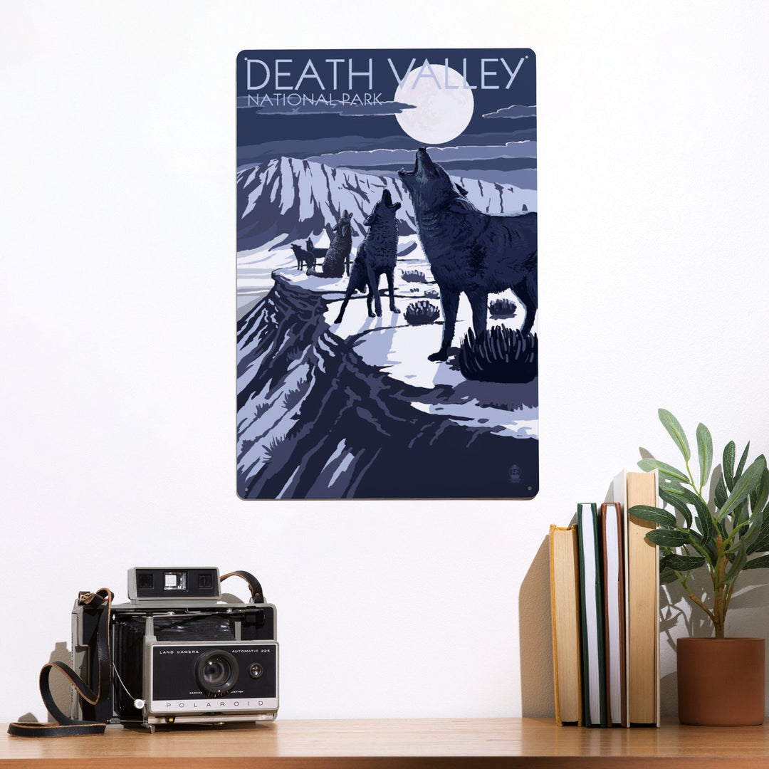 Wolves and Full Moon, Death Valley National Park, Metal Signs Metal Lantern Press 