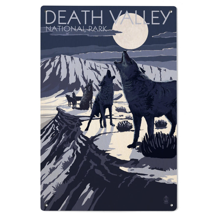 Wolves and Full Moon, Death Valley National Park, Wood Signs and Postcards Wood Lantern Press 
