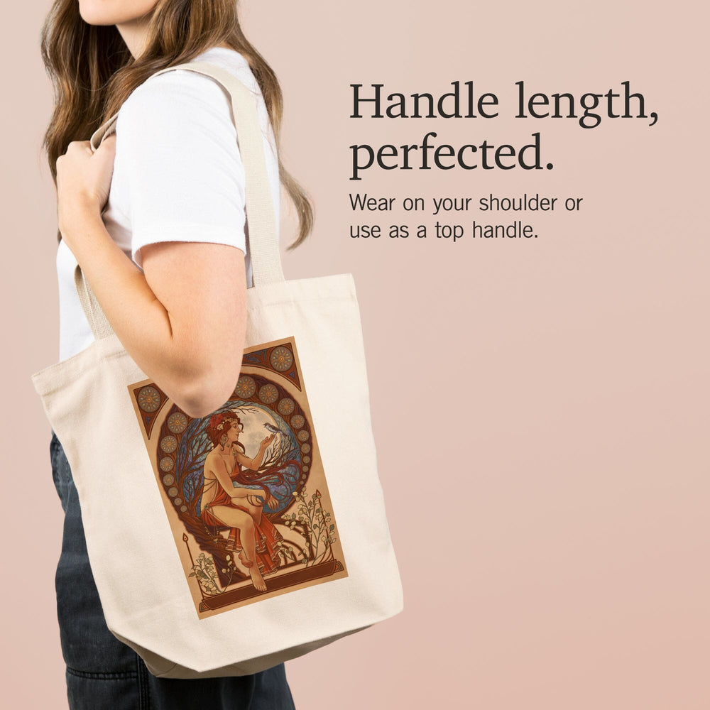 Woman and Bird, Art Nouveau, Tote Bag Totes Lantern Press 
