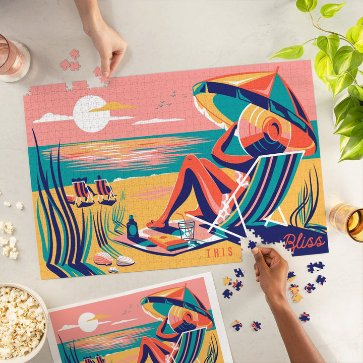 Woman at the Beach, This Is My Bliss, Jigsaw Puzzle Puzzle Lantern Press 
