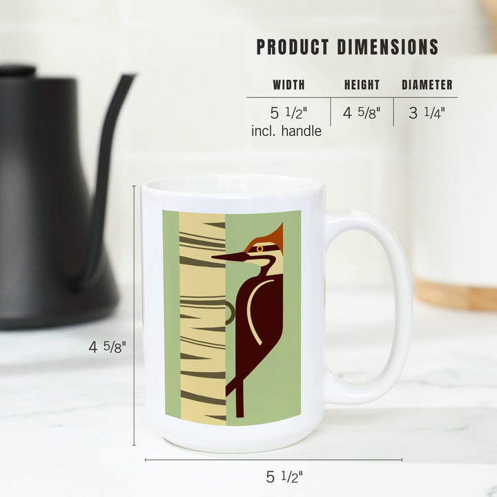 Woodpecker, Geometric, Contour, Ceramic Mug Mugs Lantern Press 
