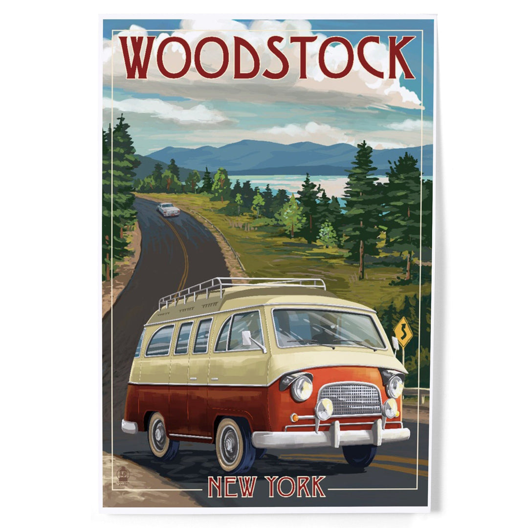 Woodstock, New York, Camper Van, Art & Giclee Prints Art Lantern Press 
