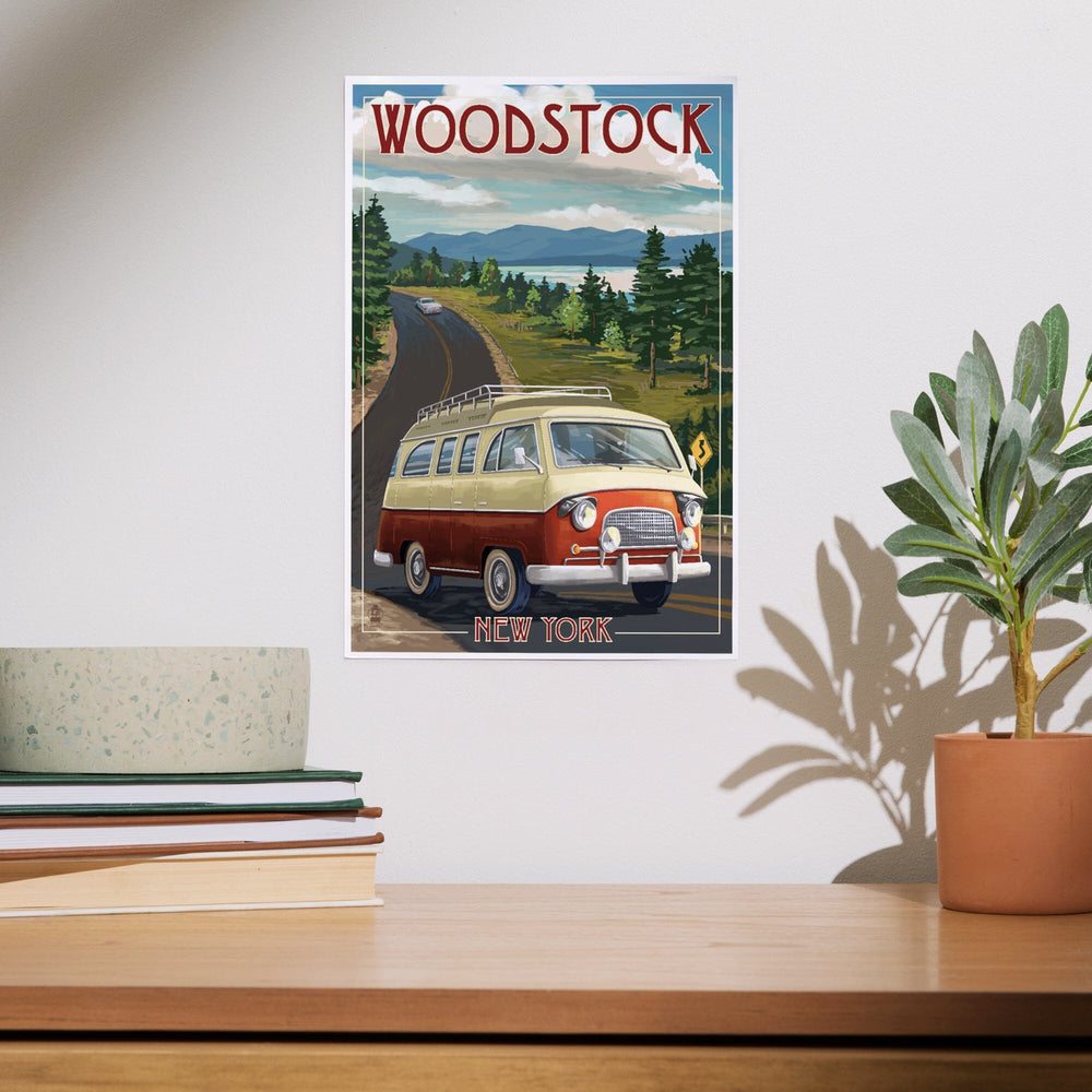 Woodstock, New York, Camper Van, Art & Giclee Prints Art Lantern Press 