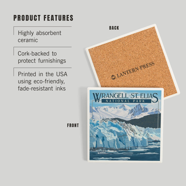 Wrangell, St. Elias National Park, Alaska, Glacier, Coasters Coasters Lantern Press 