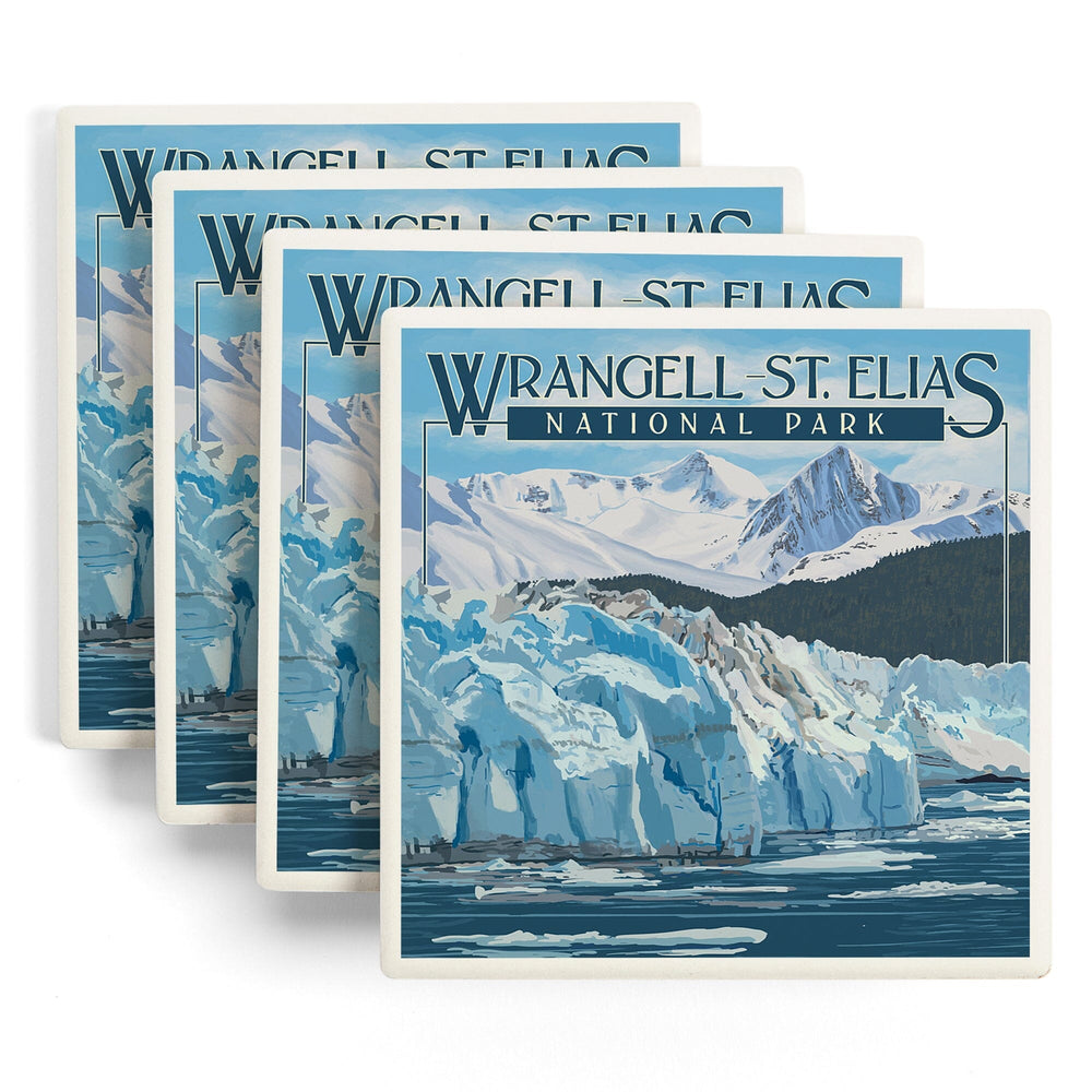Wrangell, St. Elias National Park, Alaska, Glacier, Coasters Coasters Lantern Press 