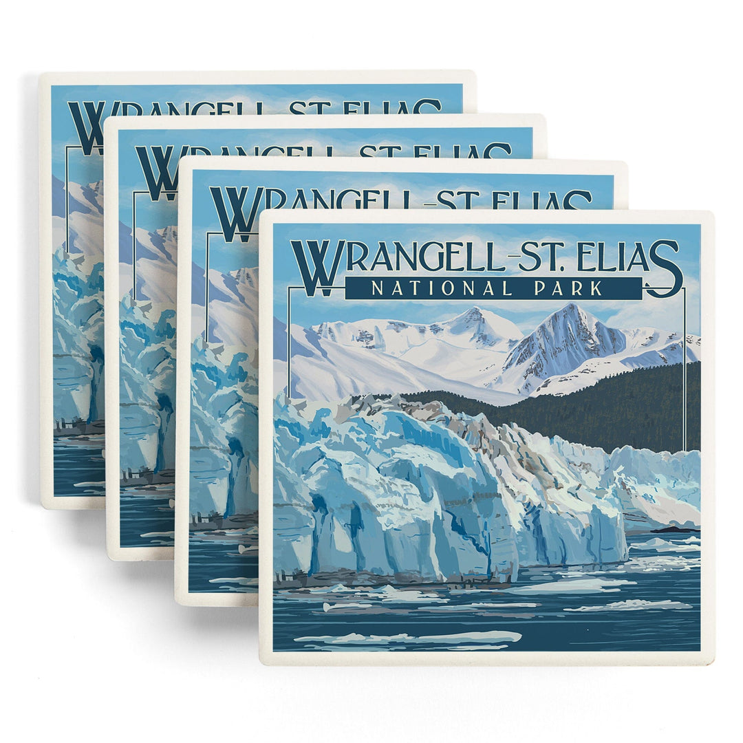 Wrangell, St. Elias National Park, Alaska, Glacier, Lantern Press Artwork, Coaster Set Coasters Lantern Press 