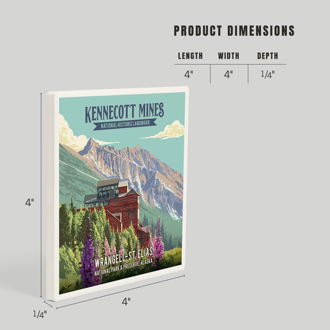 Wrangell-St Elias National Park and Preserve, Alaska, Kennecott Mines, Painterly, Coasters Coasters Lantern Press 