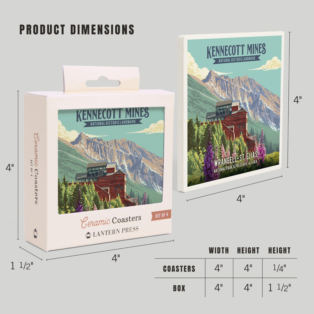 Wrangell-St Elias National Park and Preserve, Alaska, Kennecott Mines, Painterly, Coasters Coasters Lantern Press 