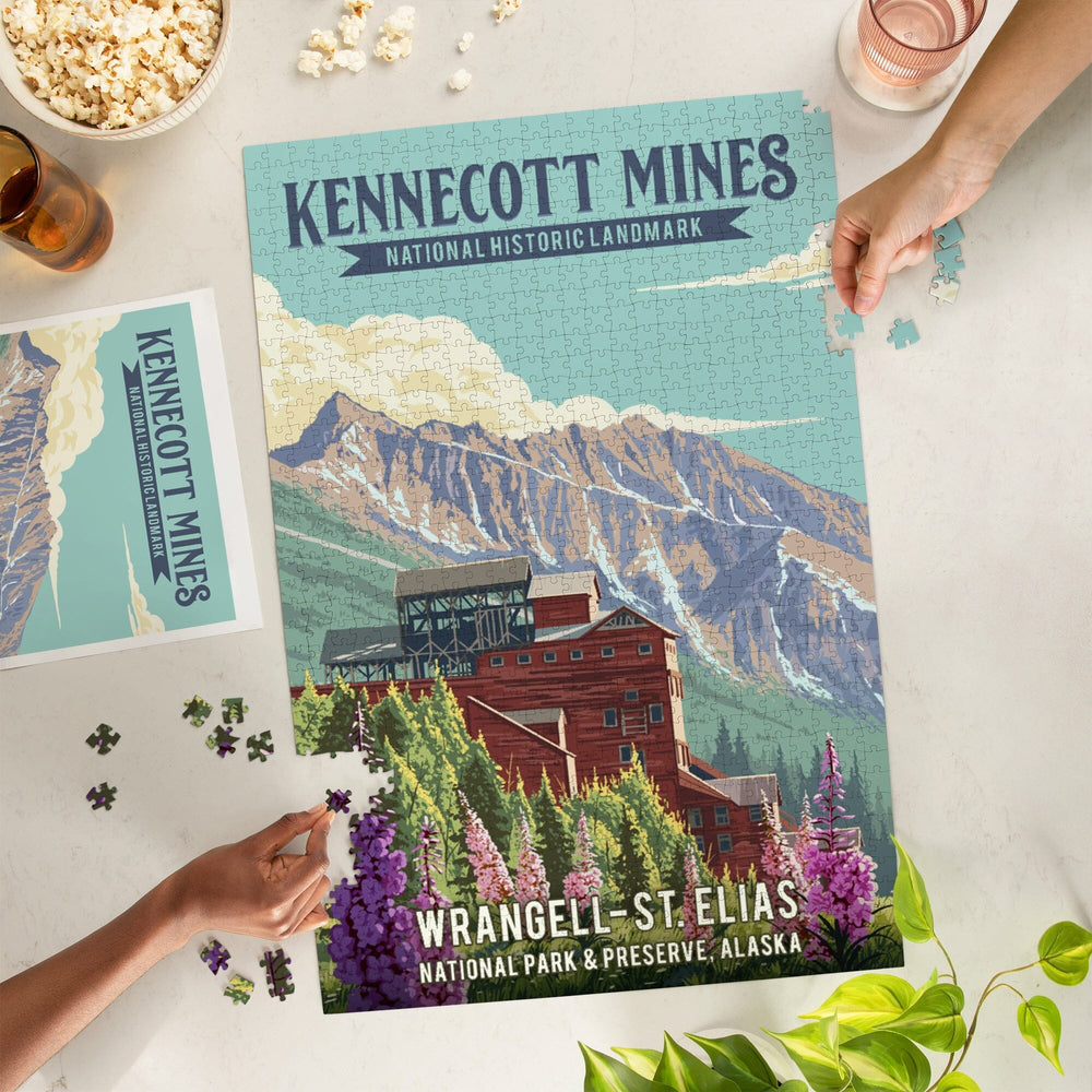 Wrangell-St Elias National Park and Preserve, Alaska, Kennecott Mines, Painterly, Jigsaw Puzzle Puzzle Lantern Press 