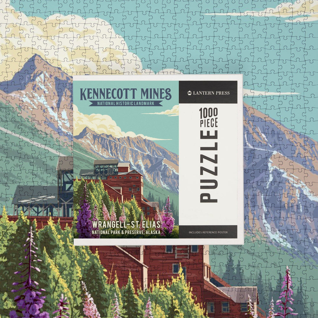 Wrangell-St Elias National Park and Preserve, Alaska, Kennecott Mines, Painterly, Jigsaw Puzzle Puzzle Lantern Press 
