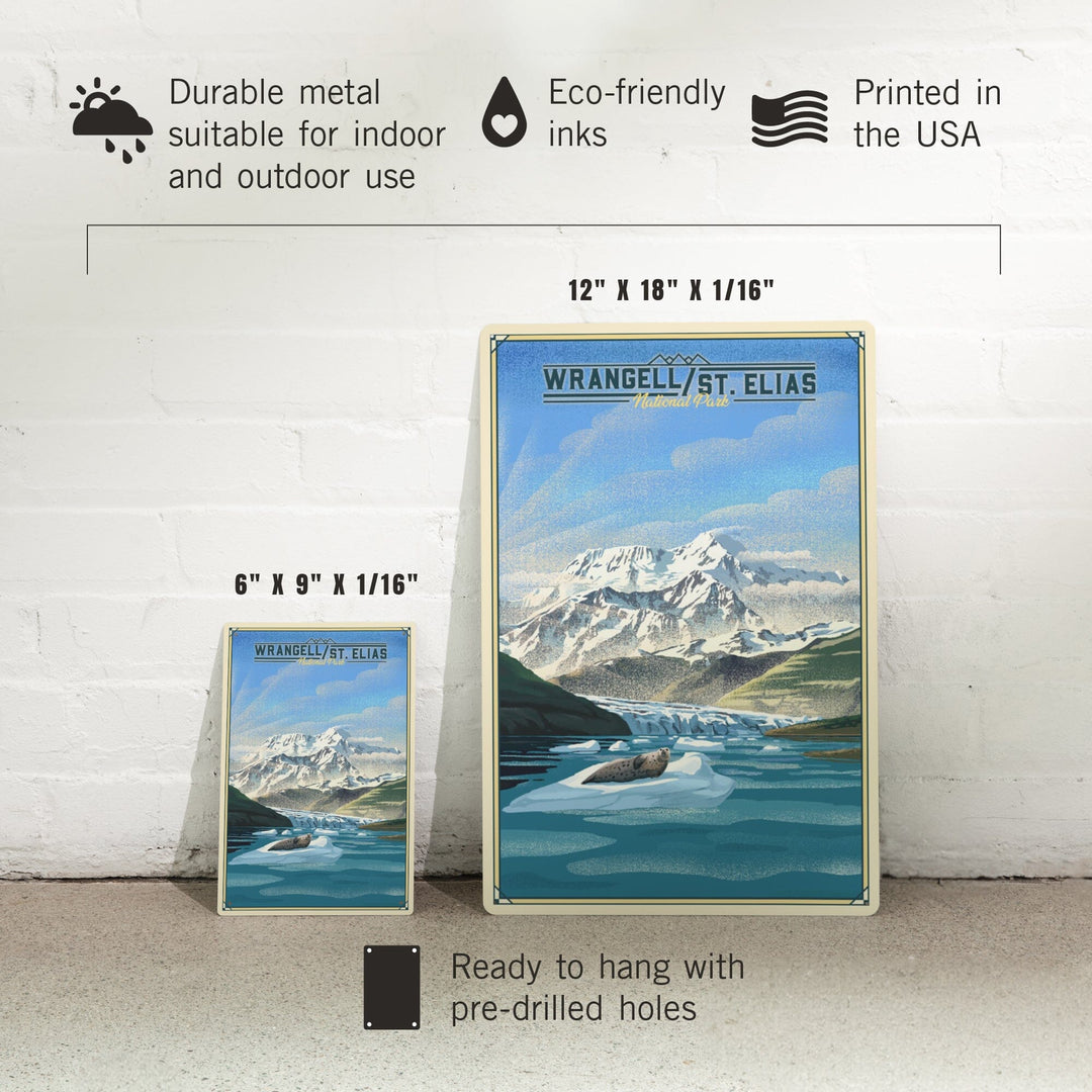 Wrangell-St Elias National Park and Preserve, Alaska, Lithograph, Metal Signs Metal Lantern Press 