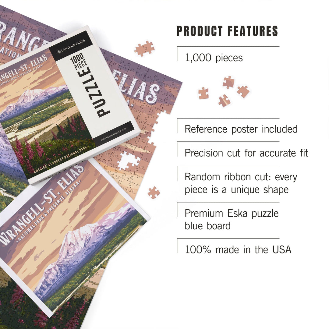 Wrangell-St Elias National Park and Preserve, Alaska, Mount Drum, Painterly, Jigsaw Puzzle Puzzle Lantern Press 