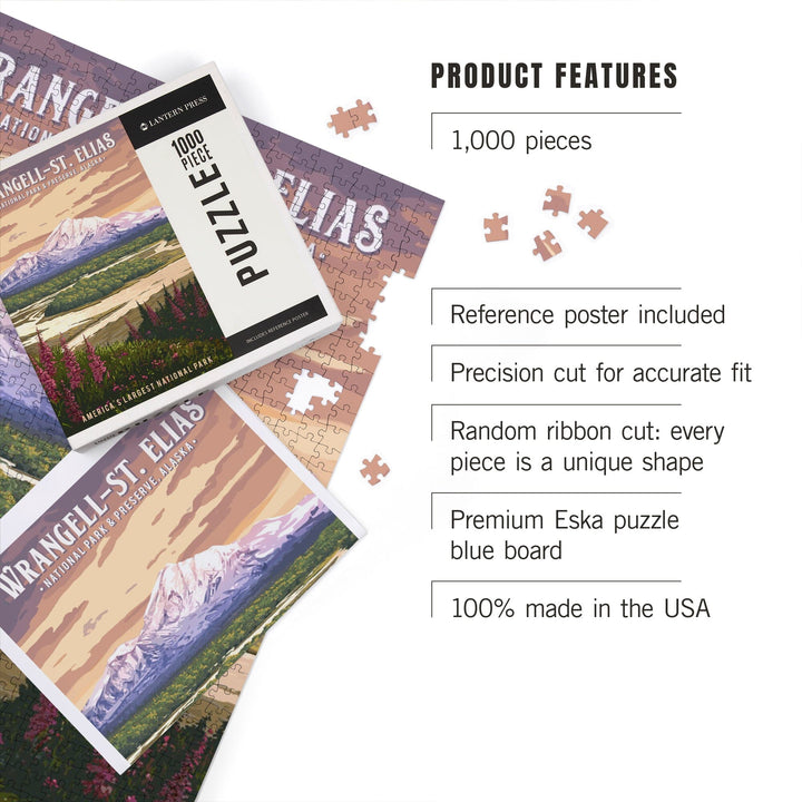 Wrangell-St Elias National Park and Preserve, Alaska, Mount Drum, Painterly, Jigsaw Puzzle Puzzle Lantern Press 