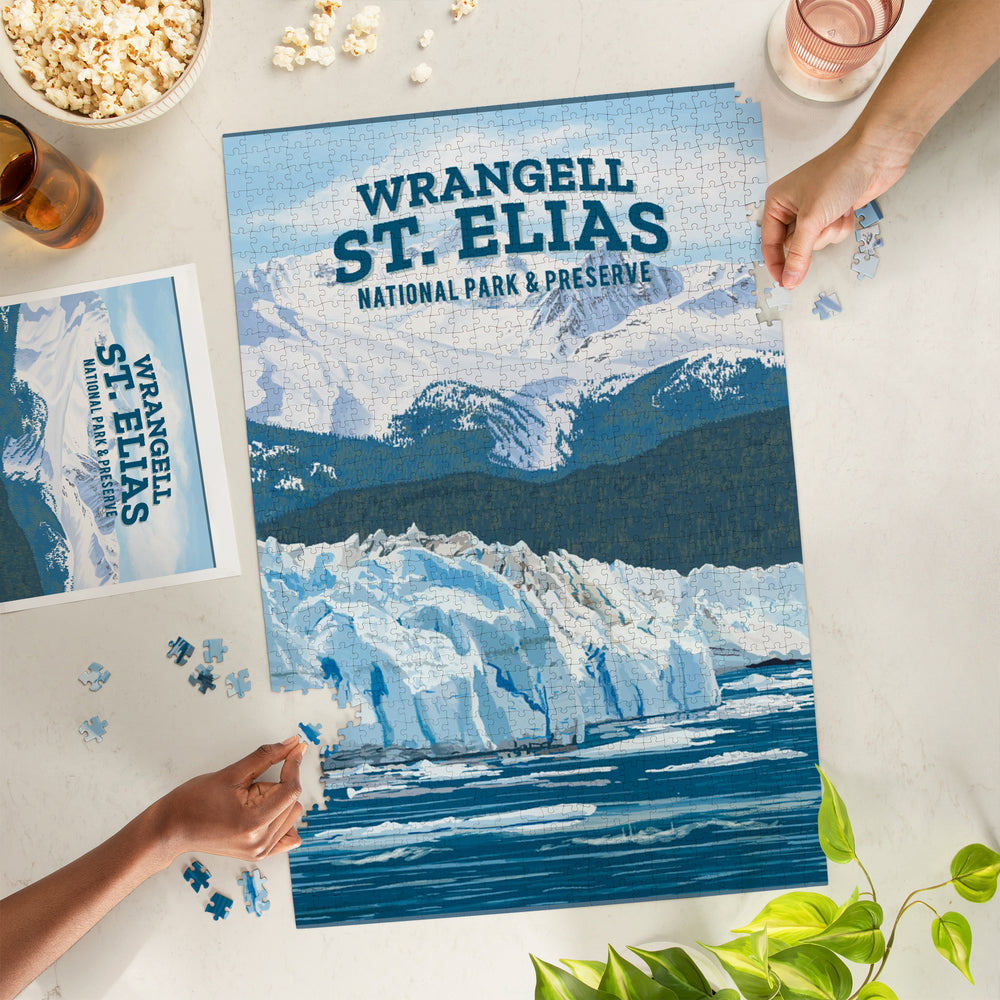 Wrangell-St. Elias National Park and Preserve, Alaska, Painterly National Park Series, Jigsaw Puzzle Puzzle Lantern Press 