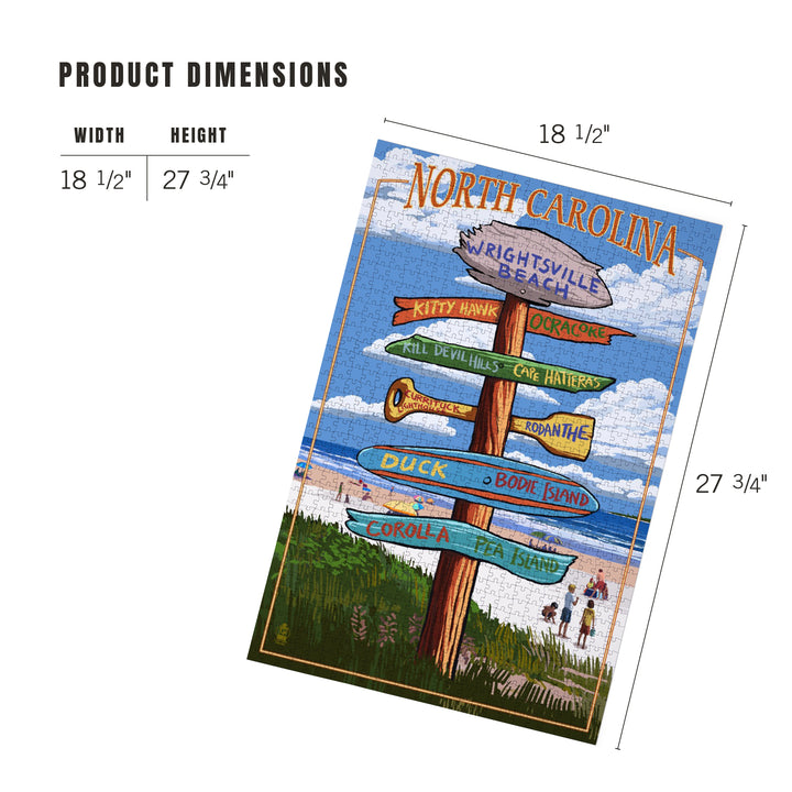 Wrightsville Beach, North Carolina, Destinations Sign, Jigsaw Puzzle Puzzle Lantern Press 