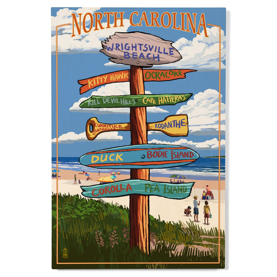 Wrightsville Beach, North Carolina, Destinations Sign, Lantern Press Artwork, Wood Signs and Postcards Wood Lantern Press 