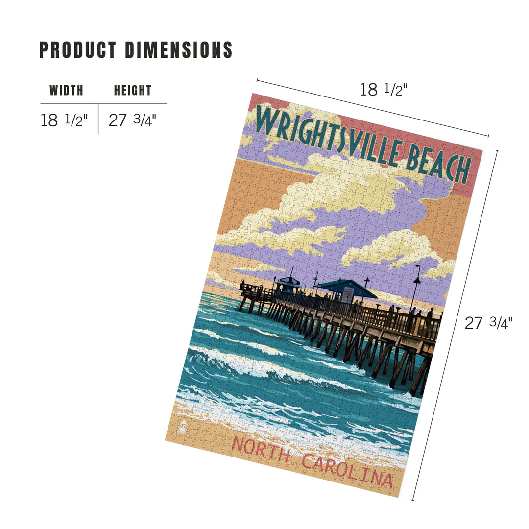 Wrightsville Beach, North Carolina, Pier and Sunset, Jigsaw Puzzle Puzzle Lantern Press 