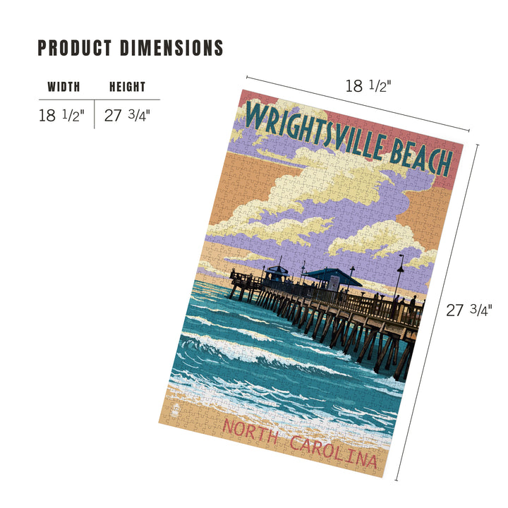 Wrightsville Beach, North Carolina, Pier and Sunset, Jigsaw Puzzle Puzzle Lantern Press 