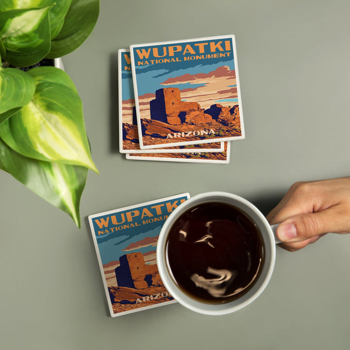 Wupatki National Monument, Arizona, Lantern Press Artwork, Coaster Set Coasters Lantern Press 