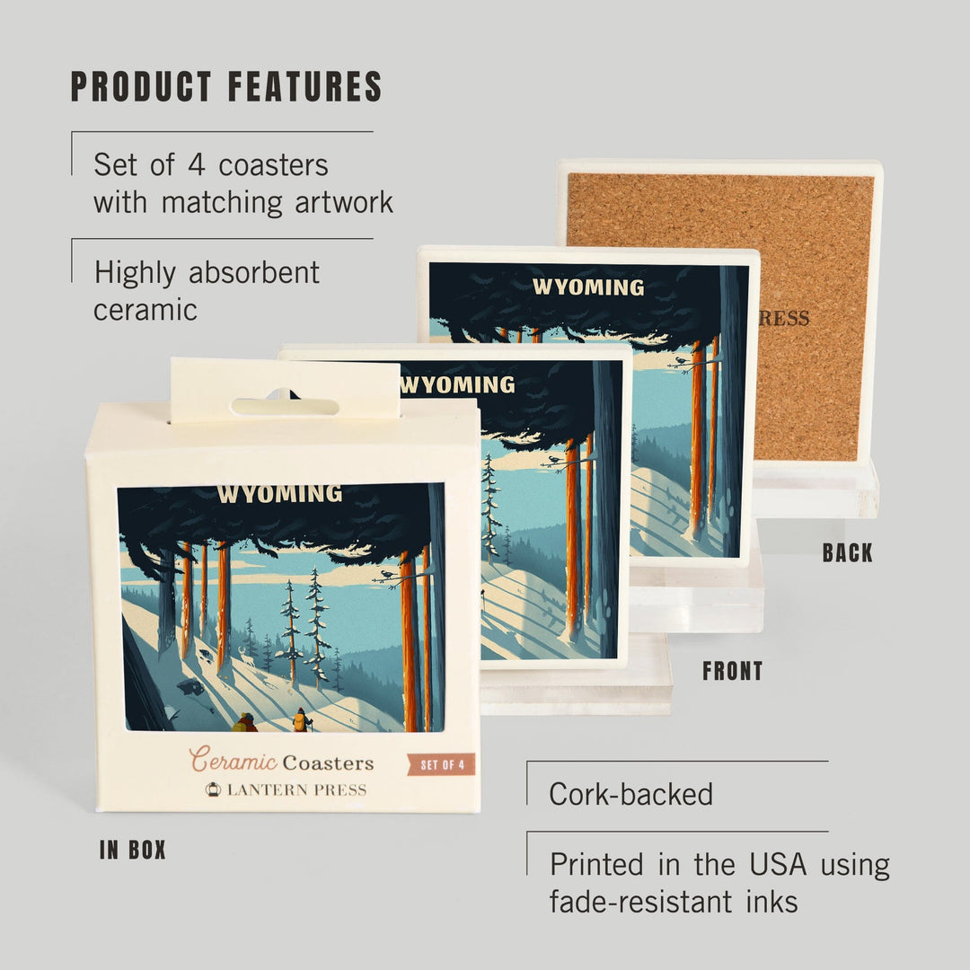 Wyoming, Better on Foot, Snowshoeing, Coasters Coasters Lantern Press 