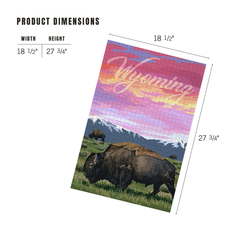Wyoming, Bison and Sunset, Jigsaw Puzzle Puzzle Lantern Press 