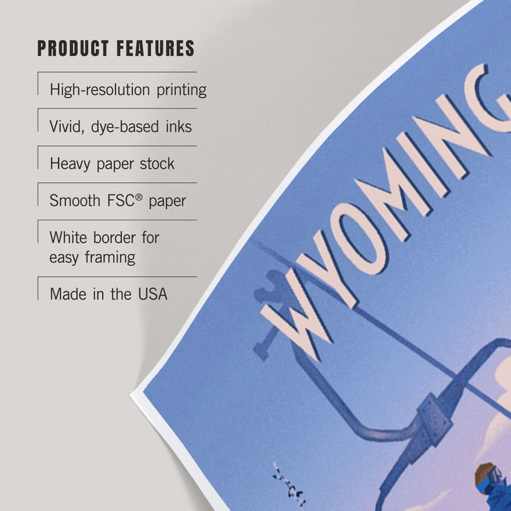 Wyoming, Chill on the Uphill, Ski Lift, Art & Giclee Prints Art Lantern Press 