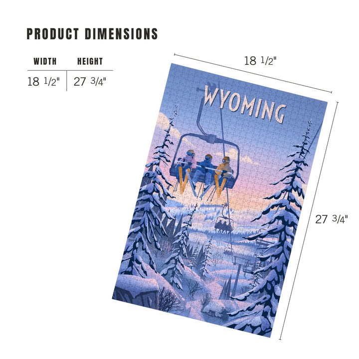 Wyoming, Chill on the Uphill, Ski Lift, Jigsaw Puzzle Puzzle Lantern Press 