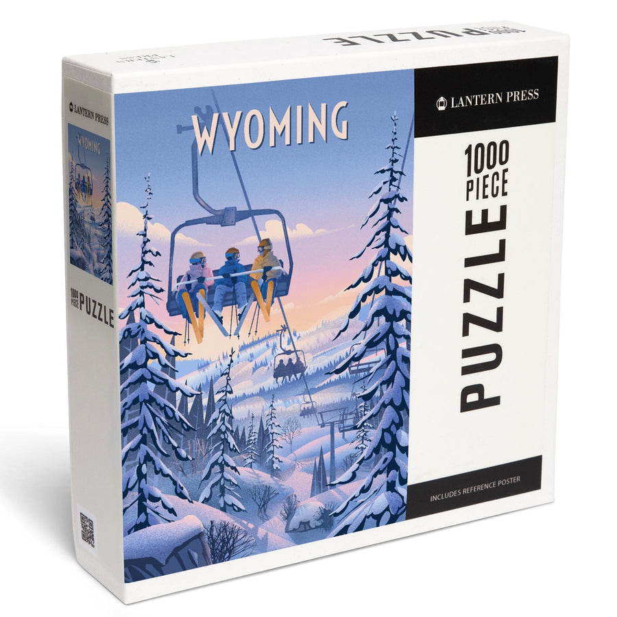 Wyoming, Chill on the Uphill, Ski Lift, Jigsaw Puzzle Puzzle Lantern Press 
