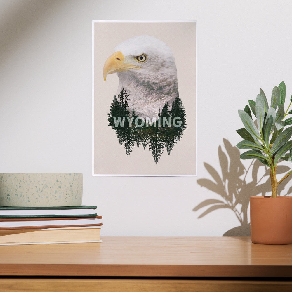 Wyoming, Eagle, Double Exposure, Art & Giclee Prints Art Lantern Press 