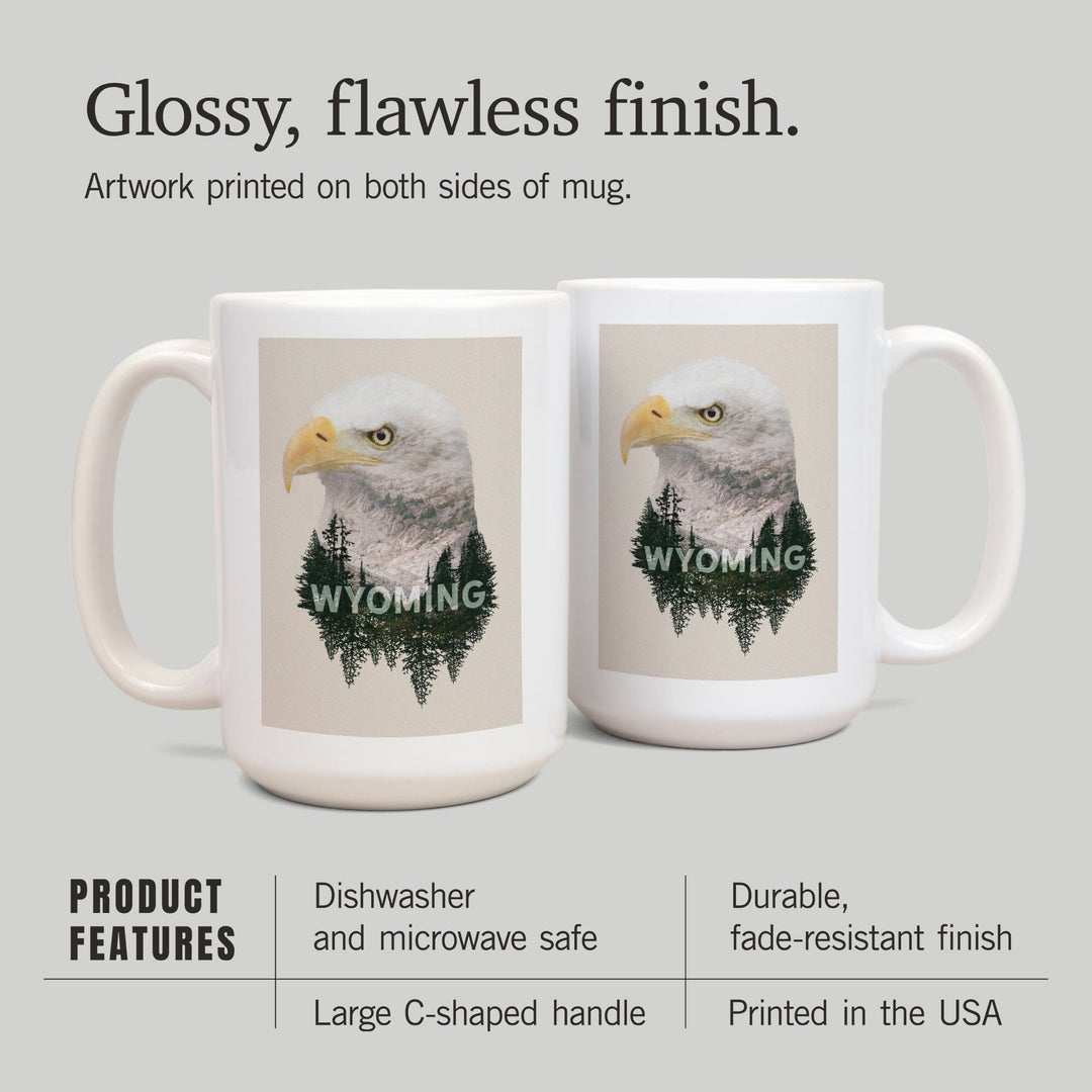 Wyoming, Eagle, Double Exposure, Ceramic Mug Mugs Lantern Press 