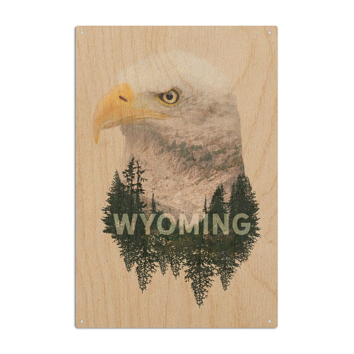 Wyoming, Eagle, Double Exposure, Lantern Press Artwork, Wood Signs and Postcards Wood Lantern Press 10 x 15 Wood Sign 