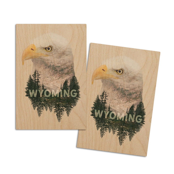 Wyoming, Eagle, Double Exposure, Lantern Press Artwork, Wood Signs and Postcards Wood Lantern Press 4x6 Wood Postcard Set 