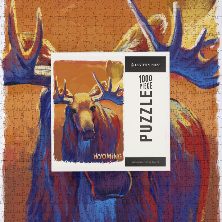 Wyoming, Moose, Vivid, Jigsaw Puzzle Puzzle Lantern Press 