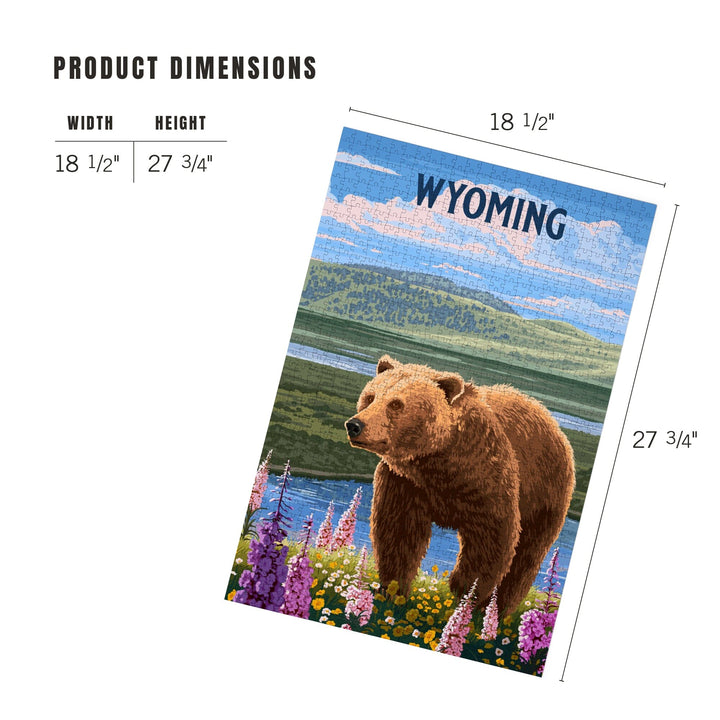 Wyoming, Painterly, Grizzly Bear in Meadow, Jigsaw Puzzle Puzzle Lantern Press 