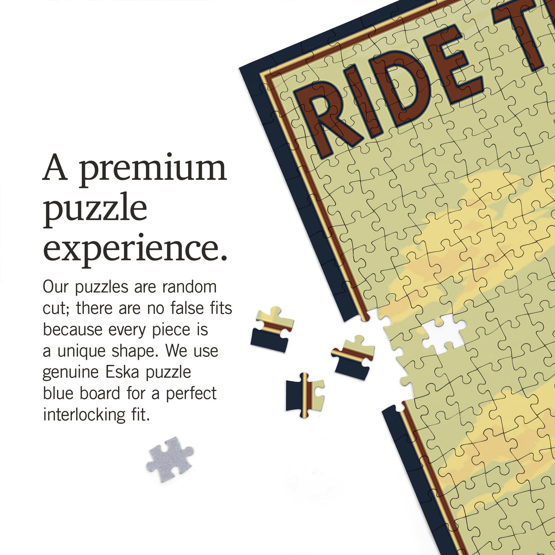 Wyoming, Ride the Trails, Mountain Bike Scene, Jigsaw Puzzle Puzzle Lantern Press 