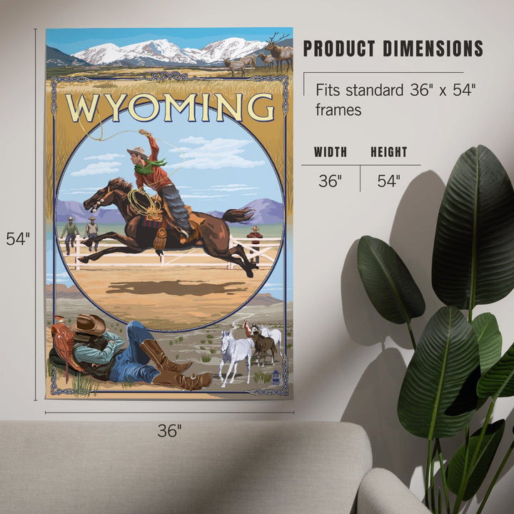 Wyoming, Rodeo Cowboy Montage, Art & Giclee Prints Art Lantern Press 