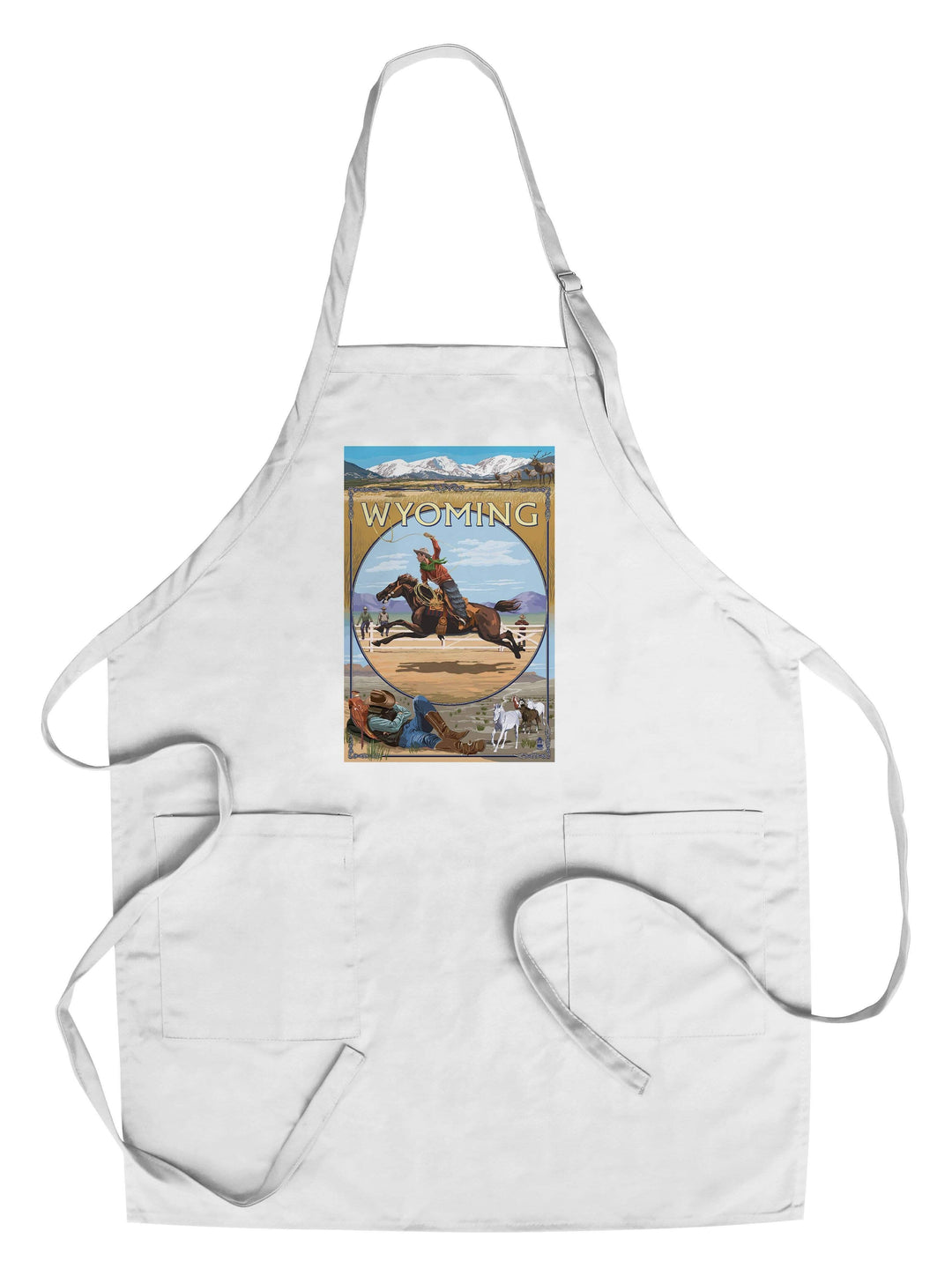 Wyoming, Rodeo Cowboy Montage, Organic Cotton Kitchen Tea Towels Kitchen Lantern Press Cotton Towel 