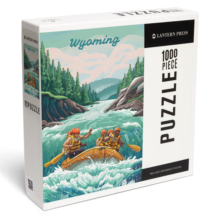 Wyoming, Seek Adventure, River Rafting, Evergreens, Jigsaw Puzzle Puzzle Lantern Press 