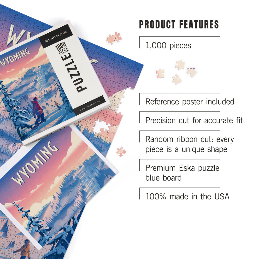 Wyoming, Shred the Gnar, Snowboarding, Jigsaw Puzzle Puzzle Lantern Press 